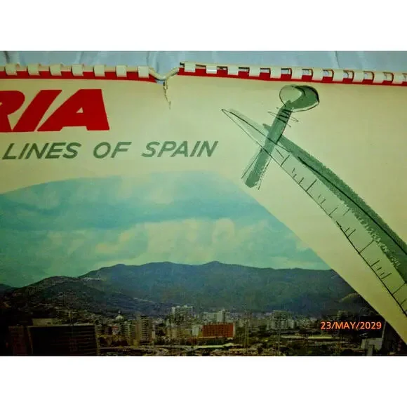 1964 Iberia Airlines Calendar Travel Poster Pages – Lot of 6 Vintage Spain Airli